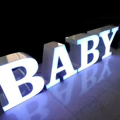 Made of white acrylic with LED Light LED Letter Table BABY Price: $300 Colors: