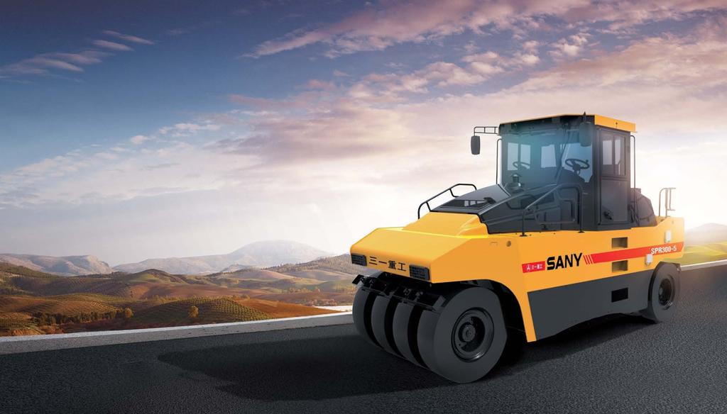 SANY SPR SERIES PNEUMATIC TYRED ROLLER INITIAL AUTO OIL-SPRAYING TECHNOLOGY The unique auto oil spraying technology prevents asphalt from sticking to tires, saving money and trouble free Pneumatic