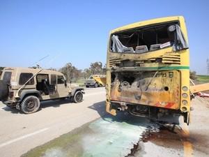 civilian target, a yellow school bus (in