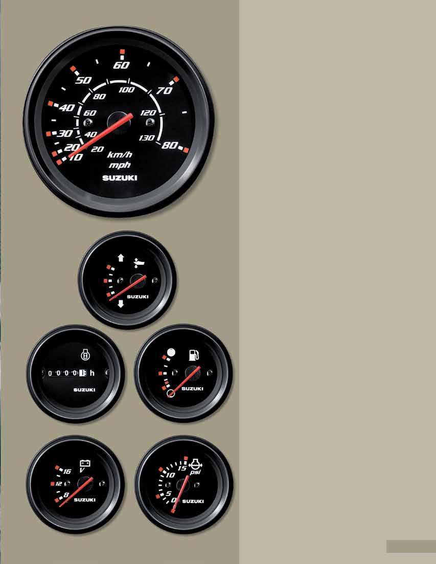 4 Tachometer With Suzuki Troll Mode Scale Easy to read 4 Tachometer has a scale from 0-7,000 RPMs for standard use, and a secondary scale from 0-3,000 RPMs with markers at 50 RPM intervals for use