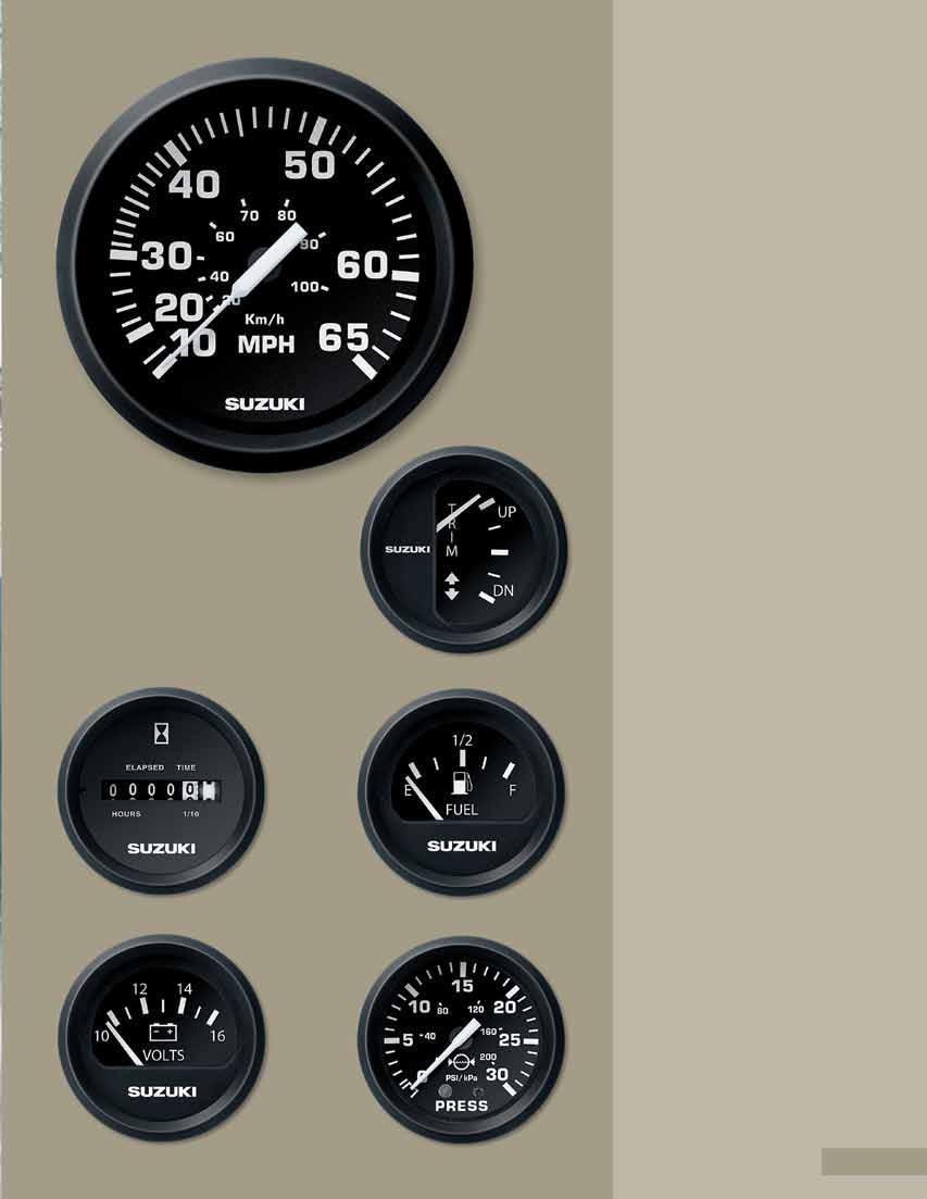 4 Tachometer 7,000 max R.P.M. Tachs are available with or without 4-Stroke monitor functions.