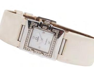 Bracelet: White Leather Case: Stainless Steel Dial: White, Mother of