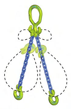 Chain sling -leg Type: MG-C Dim. W -leg ß 0-45 α 0-90 ß 45-60 α 90-10 W tonnes -leg choked Master link Chain Hook ß 0-45 α 0-90 ß 45-60 α 90-10 appr. /ea ff. length m /m Component length 6.1 1.5 1.