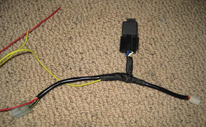 This is the small mini harness used to connect the Dyna-S and the Coil Relay into the OEM igniter connector. Relay powers Coils and Dyna S together The Red wire can be hooked to any fused source.