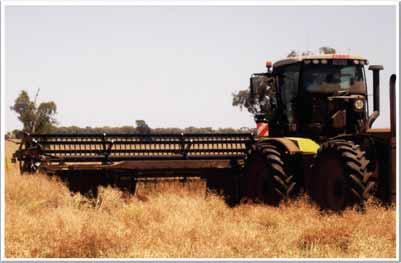 combine harvesters or centre delivery underneath windrow tractors.