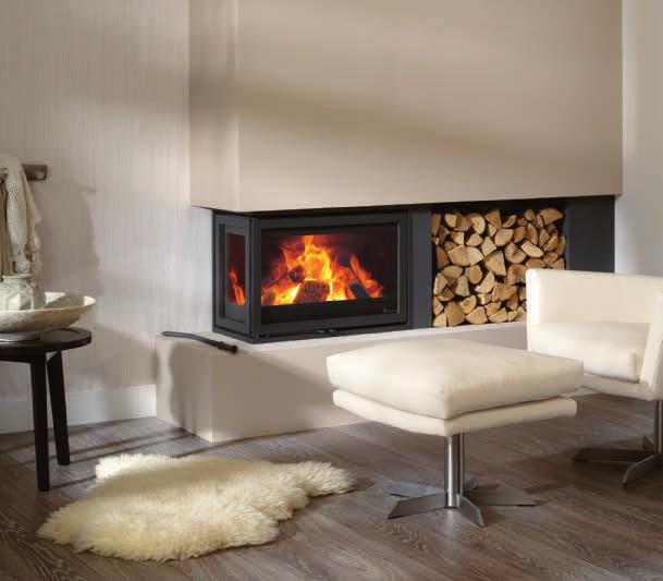 Instyle Corner Low EA 6-9 kw Efficienty 83% Instyle Corner High EA 6-9 kw Efficienty 75% The Corner fires come equipped with a side glass pane that can be positioned on the left or right, upon