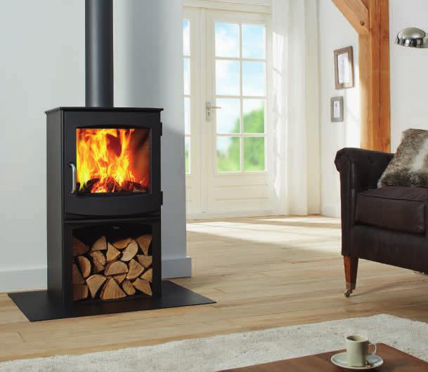 Ivar 5 Store EA 4.9-6 kw Efficienty 82% This free-standing wood burner is equipped with a cast-iron door with a detachable handle. The extra space under the burner can be used to store logs.