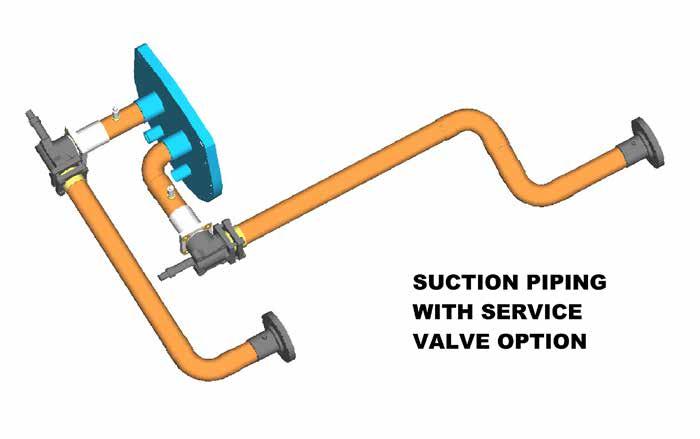 REFRIGERANT PIPING COMPONENTS (CONT D) CHILLER MODEL YCAV 1 or 2 3 Piping 1 or 2 55609-6 FIG. 4D SUCTION PIPING WITH SERVICE VALVE OPTION COMPONENTS (REF.