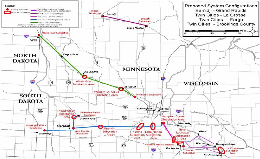CapX Group I Lines Twin Cities LaCrosse, WI: ~150 miles, 345 kv Fargo, ND -