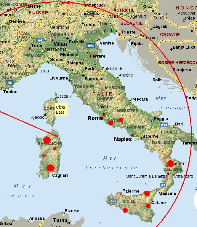 Italy Operation in 2004-2005 Operation for Protezione Civile Based in Olbia, Sardegna to cover all Italian territory within 45 minutes 1 hour.
