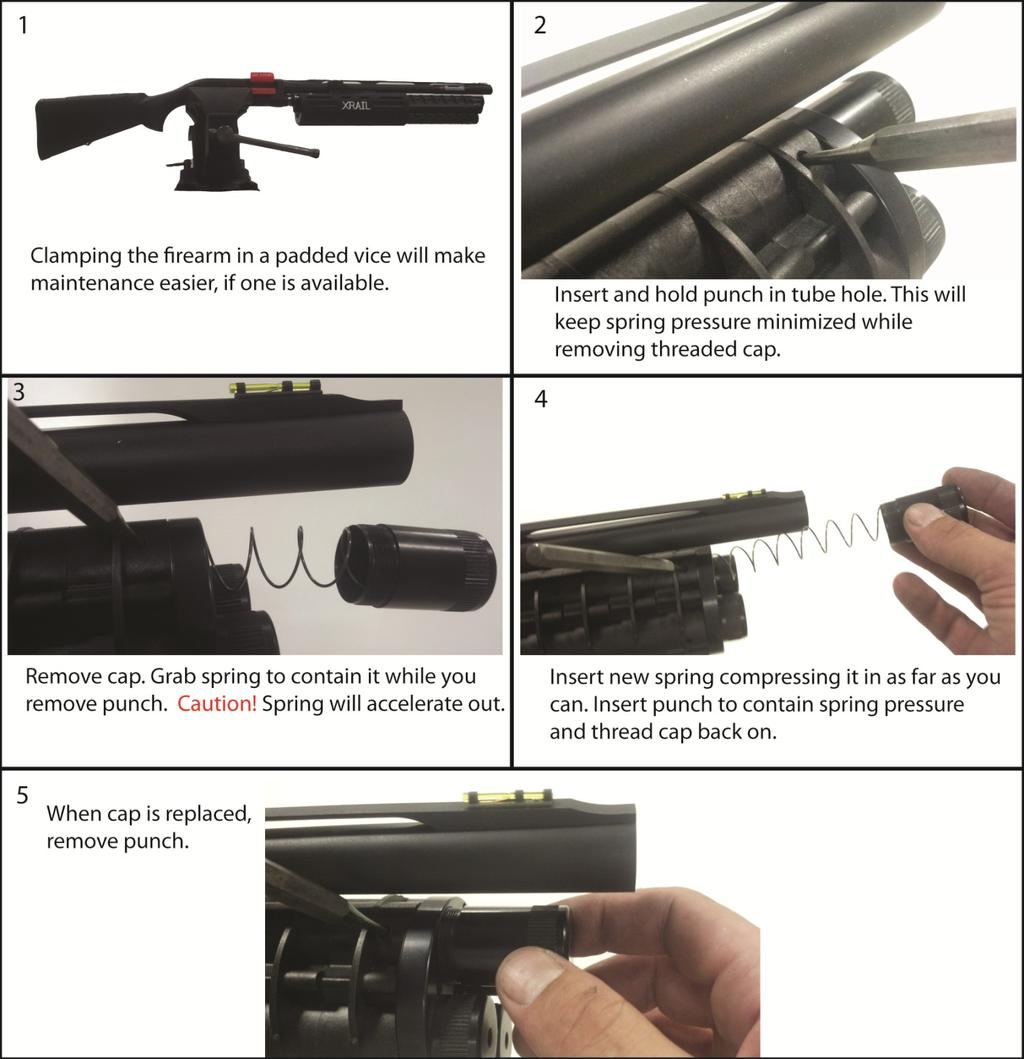 C. Inner Tube Housing Spring Replacement WARNING! For spring removal, the following operations must be carried out carefully in order to prevent the magazine spring(s) from escaping at high speed.
