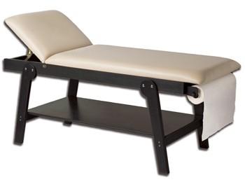 Superior quality wood. Back rest adjustable in 13 positions. Resilient foam padding covered with washable weave. Padding in beige colour. Couch roll holder included with 27450 and 27451.