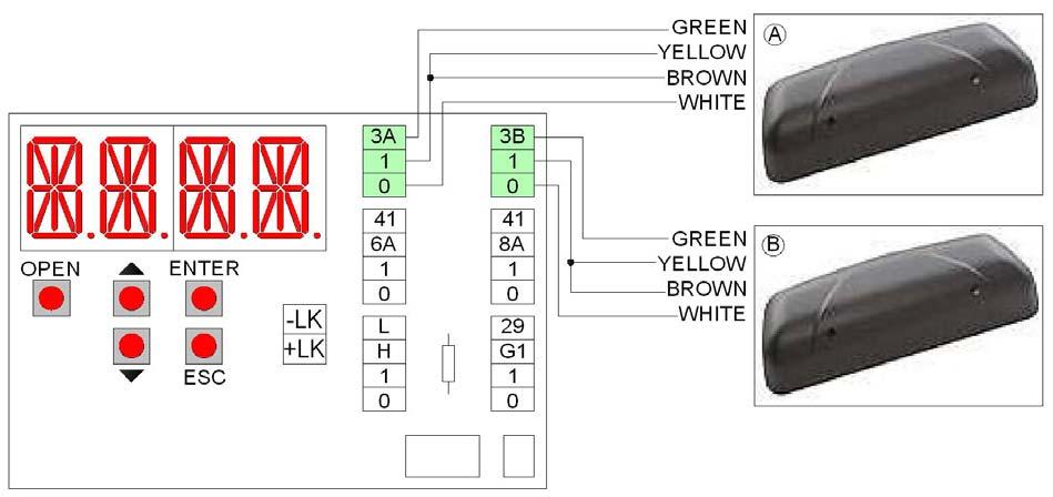terminal 0 brown wire = terminal 1 yellow wire = terminal 1 green wire = terminal 3A or