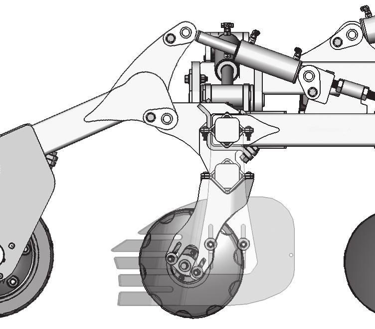Storage Position (LH Wing) Adjusting Dirt Deflector or the Adjustment Disc Making Pitch Adjustment 3/4" Hdw 1-1/2" Hdw SETTING DIRT DEFLECTOR ARM DISTANCE The Dirt Deflector Arm has multiple