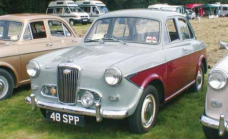 From the early 1960s, many manufacturers painted the body in one colour and the roof in another, as seen on the Hornet; however, Wolseley