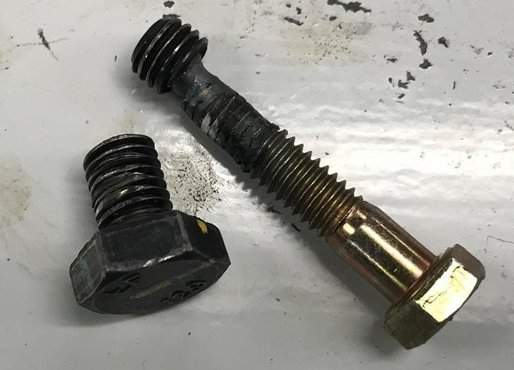 27 Figure 13 Broken bolt This fatal fault has been analyzed for several reasons, improper bolt specification is the main issue for this fault,