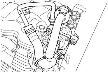Disconnect the PAIR control valve-to-cylinder head cover hose and sub air filter-to-pair control valve hose. Remove the nuts and PAIR control valve [4].