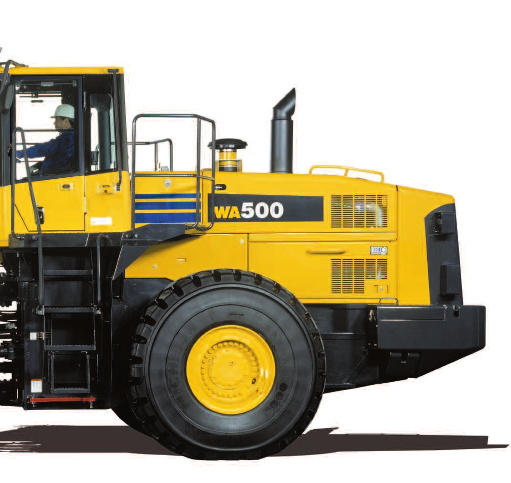 W HEEL L OADER WA500-6 NET HORSEPOWER 263 kw 353 HP @ 1900 rpm Increased Reliability Reliable Komatsu designed and manufactured components Sturdy main frame Maintenance-free, fully hydraulic, wet