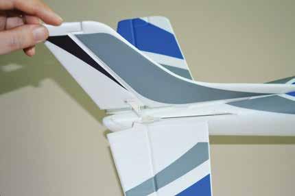 6. Apply glue to rudder fin and install it onto the fuselage as