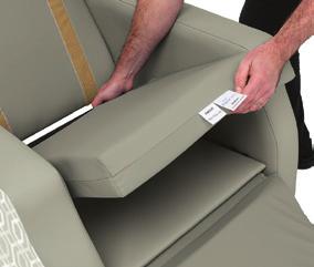 Seat cushions can be removed and interchanged to adapt the chair to each new user s