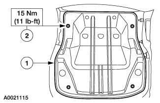 Page 4 of 6 3. Install the front seat cushion pan. 1. Position the front seat cushion pan. 2. Install the bolts. 4. Install the front seat cushion trim and pad to the front seat cushion frame.
