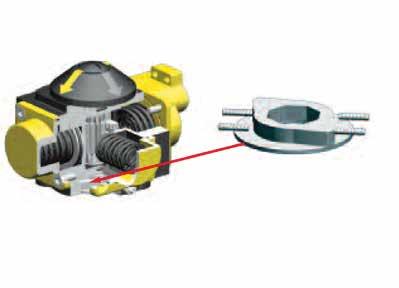 DESIGN FEATURES Travel stops can be adjusted by four studs at the base of the actuator.