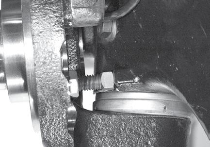 5. Decrease the wheel cut by loosening the jam nuts and screw the axle stops out counter-clockwise. 6. Tighten the jam nuts to 40 60 foot pounds torque. 7.