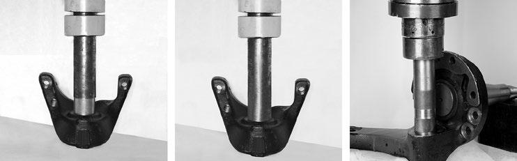 2. Install the kingpin bushing from the machined side (axle side) of the lower steering knuckle using a bushing driver, (see driver specifications in the Special Tools Section of this publication).
