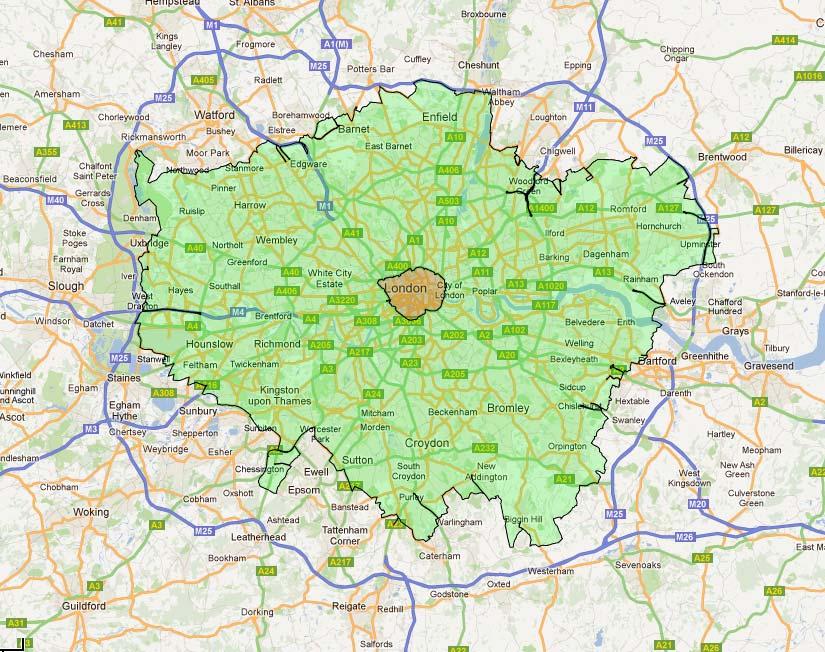 London Low Emission Zone (LEZ) LEZ covers Greater London (1,580 square kilometres) Targets the oldest and most polluting vehicles so encourages vehicles driving in London to become