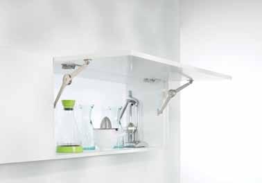 LIFT FITTINGS Kesseböhmer Lift Systems DUO Stay Lift Flap support for small- to medium size doors Opening angle: 75, 90 and 110 For fitting left or right For use in conjunction with Blum hinges