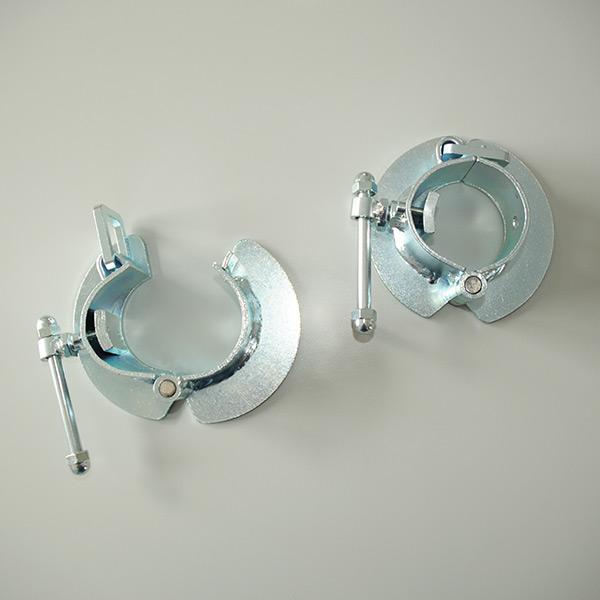 Clamps for drum shafts Clamps, new construction reinforced, hinged, for drum shafts for lateral fixing of the cable drum