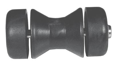 Black Poly Bow Rollers With 12mm Shaft & End Caps. Standard on most Dunbier Trailers, complete with 12mm Suits: 75mm Winch Carrier.