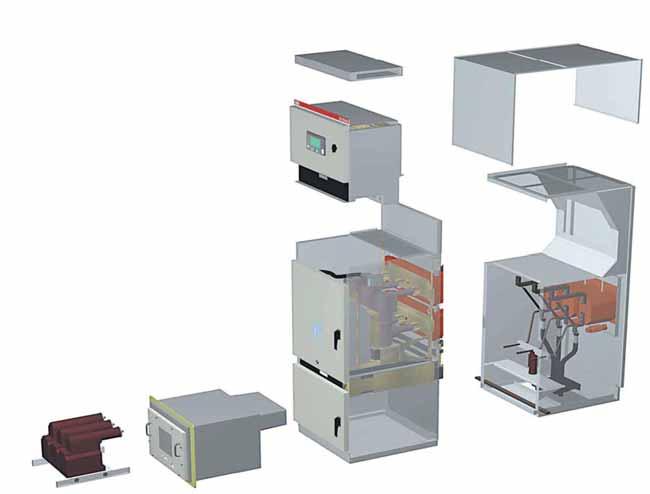 Single level section view for 12 kv and 24kV switchgear 5 7 Each unit consists of the following parts: 1. Main busbar compartment 2. Feeder compartment 3.