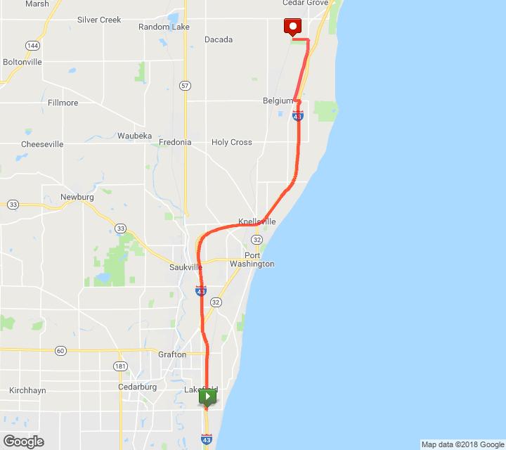 Driving Directions to Starting Line from Pioneer Rd. Park & Ride 0.00 mi Head west on Pioneer Rd 0.04 mi Turn right onto the I-43 N/WI-32 N/WI-57 N ramp to Sheboygan 0.