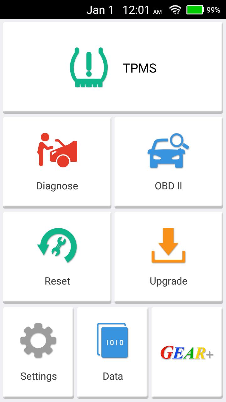4.3 Job Menu It mainly includes the following function modules. Figure 4-3 TPMS Diagnose OBD II Reset Update To perform TPMS operations. To configures Pilot TPMS to operate as a diagnostic tool.