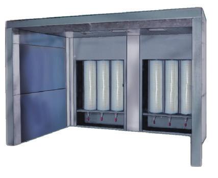 To ensure cartridge filters remain clean, this booth is built with a purge control feature, which assures the safe operation of the coatings enclosure by maintaining the airflow at design levels.