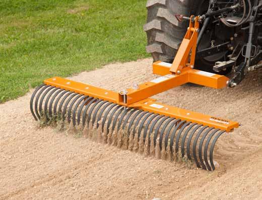 Landscape Rakes Specifications LRS52 LRS60 LRS72 LRS72P LRS84P LRS96P Tractor Engine HP up to 30 hp 20 45 hp Tractor Hitch Limited Cat 1 and Cat 1 Cat 1 Working Width 52" 60" 72" 72" 84" 96"
