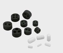 MULTI-ENTRY SEALS & PLUGS FOR CABLE GLANDS Multi-entry seals Material: NEOPRENE 70 sh A Temperature range: 40 C to +130 C Protection: IP 68 Colour: RAL 9005 black Application: IP68 sealing of