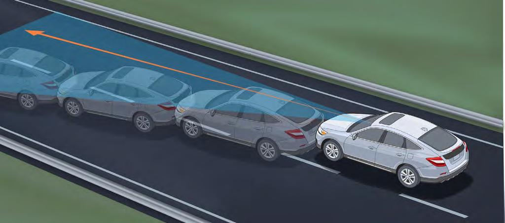 (EX-L and V-6 models) The Forward Collision Warning (FCW) 7 system can sense the presence of vehicles in front of you and issues