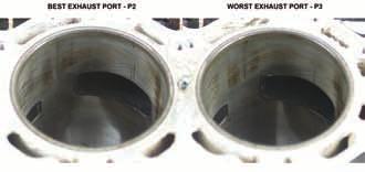 Bearing races in both engines demonstrated trace to light levels of wear and were found to be in good condition according to the calibrated ASTM rater.