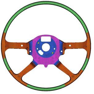 The resonant frequency of a steering wheel can be obtained from a modal analysis of a finite element model, which is usually carried out using the commercially available code, NASTRAN [2].