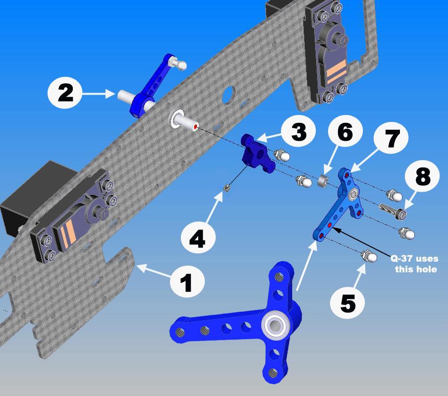 1-6 ELEVATOR CONTROL ARM-RIGHT SIDE No. Bag# Description Qty 1 Step 1-3 R. A&E Arm Subassembly (step 1-3) 1 2 Step 1-4 Inner El. Ctrl.