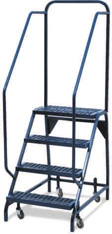 Two 8" rear polyolefin wheels and (2) rubber swivel casters 4" casters on standard slope ladders, 5" casters on stairway slope ladders. Meets or exceeds CSA safety standards, ANSI 14.7 and OSHA 1910.
