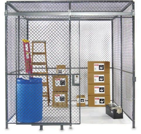 5" square posts and 2" square mesh fluted wire panels. Includes 4' swing door with installed keyed lock and all hardware necessary to build a 2-, 3-, or 4-sided enclosure. Ships fully crated.