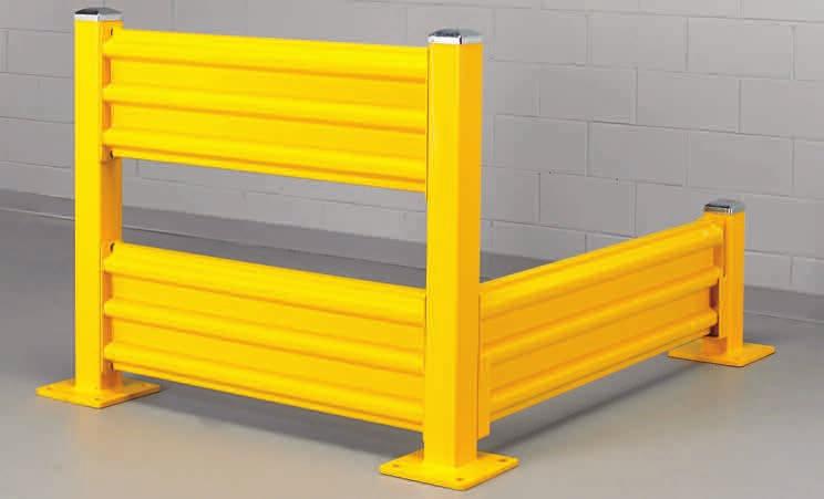 Dock Equipment FORkLIFT GuARdRAILS 8 Lift out rails slide in and out of mounting brackets. Three-Rib Steel Protective Rail Systems 11-ga.