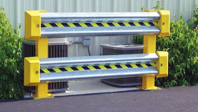 8 Dock Equipment FORKLIFT GUARDRAILS Lift-out rails include two lift-out brackets. Straight rail shown on spring post.