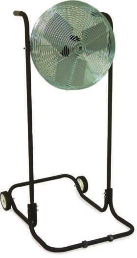 Adjustable pedestal base. 15'L, 3-conductor cord. Guard meets OSHA standards. UL/CUL-listed. IN STOCK. A. Industrial Air Circulators. Heavy-duty fan features 1 /3 HP motor, 2 speeds and 3 blades.