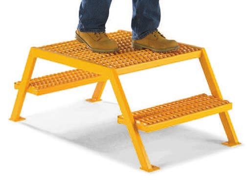 Steel Work Platforms Grip-Strut tread All-welded 400-lb. capacity Cap. Lbs. 400 400 450 Threaded feet can be twisted to to raise work surface. Heavy-gauge steel construction. Meet OSHA 1910.