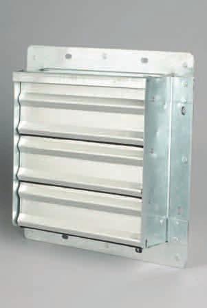 All-aluminum shutter offers air-open and gravity-close operation.