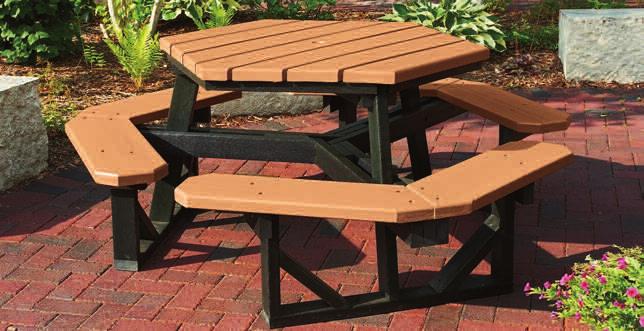 100% recycled plastic will not split, rot, or crack. Includes umbrella hole in center of table. Heavy-duty zinc coated hardware is standard. Made in USA. 3280862-Q GREEN CEDAR Description Length No.